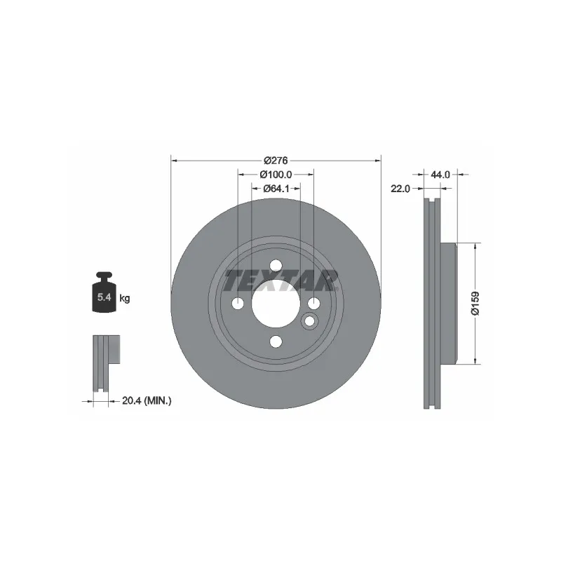 Jeu de 2 disques de frein avant TEXTAR 92262403
