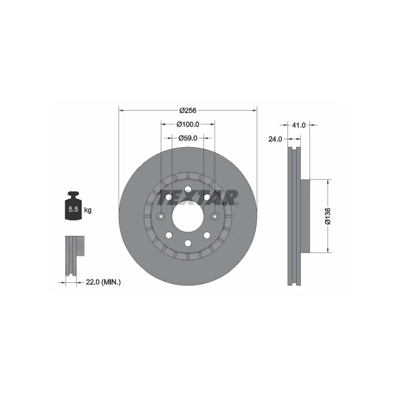 Jeu de 2 disques de frein avant TEXTAR 92263303
