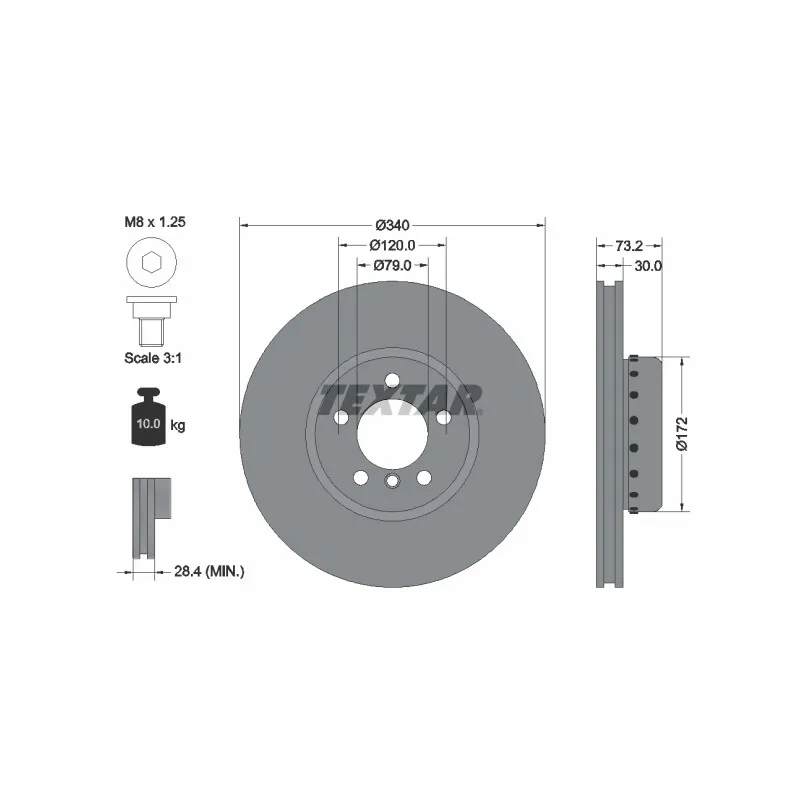 Jeu de 2 disques de frein avant TEXTAR 92264925