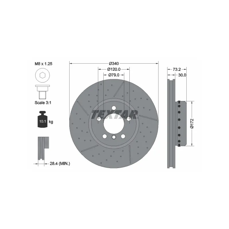 Jeu de 2 disques de frein avant TEXTAR 92265025