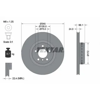 Jeu de 2 disques de frein arrière TEXTAR 92265125
