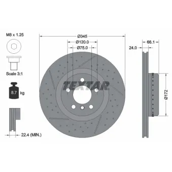 Jeu de 2 disques de frein arrière TEXTAR 92265225