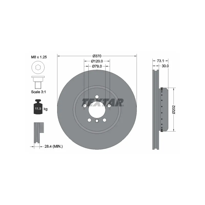 Jeu de 2 disques de frein avant TEXTAR 92265325
