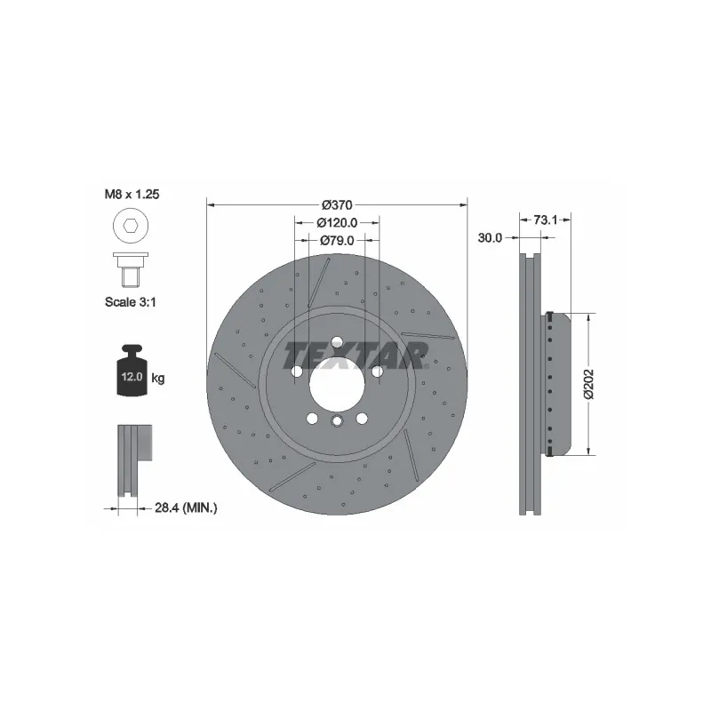 Jeu de 2 disques de frein avant TEXTAR 92265425