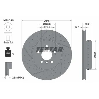 Jeu de 2 disques de frein arrière TEXTAR 92265525