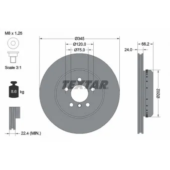 Jeu de 2 disques de frein arrière TEXTAR 92265625