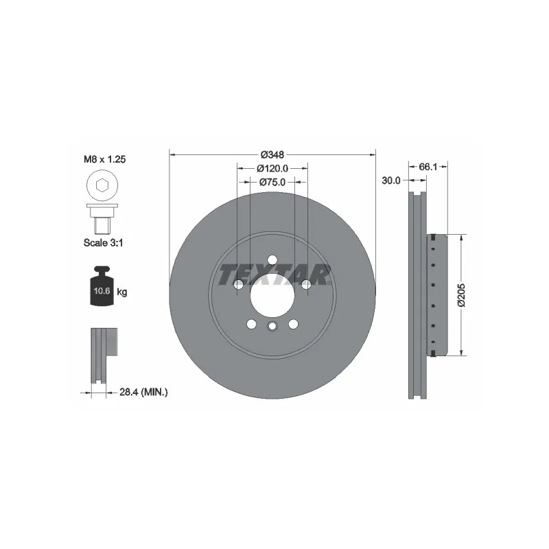 Jeu de 2 disques de frein avant TEXTAR 92265725
