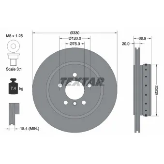 Jeu de 2 disques de frein arrière TEXTAR 92265925