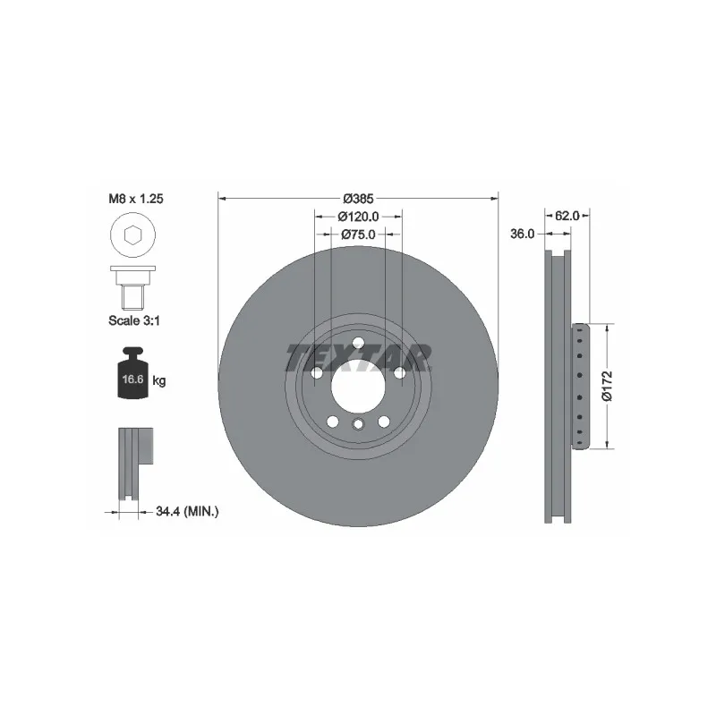 Disque de frein avant gauche TEXTAR 92266425