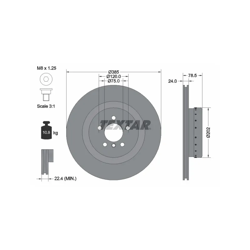 Jeu de 2 disques de frein arrière TEXTAR 92266625