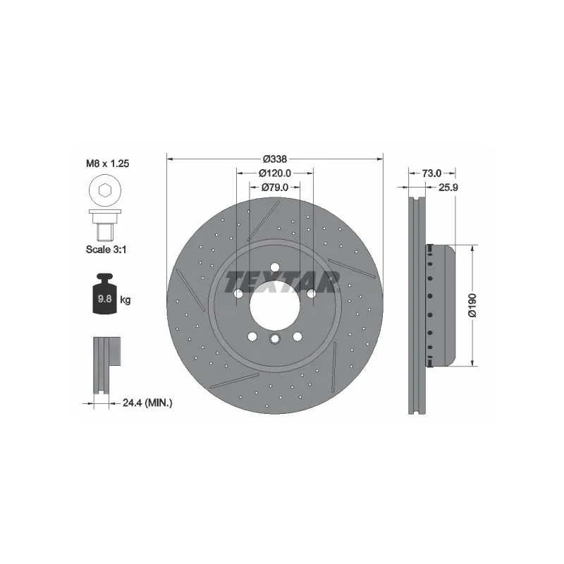 Jeu de 2 disques de frein avant TEXTAR 92266925