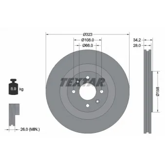 Jeu de 2 disques de frein avant TEXTAR 92267103