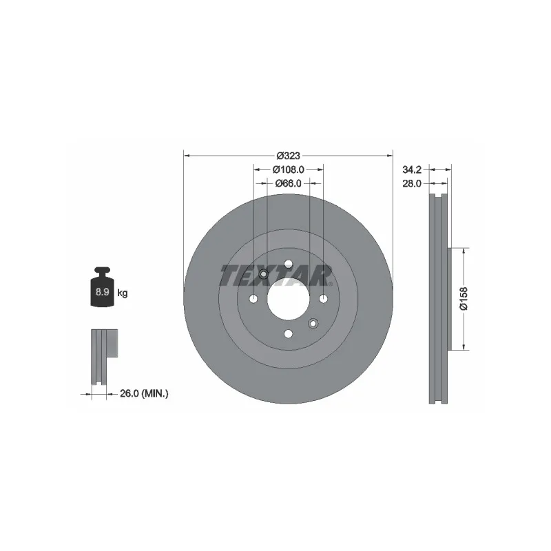 Jeu de 2 disques de frein avant TEXTAR 92267103