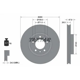 Jeu de 2 disques de frein avant TEXTAR 92267903