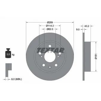 Jeu de 2 disques de frein arrière TEXTAR 92268403