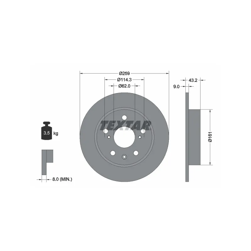Jeu de 2 disques de frein arrière TEXTAR 92268403