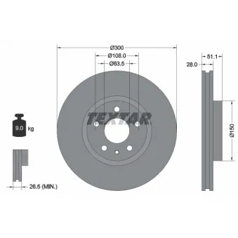 Jeu de 2 disques de frein avant TEXTAR 92268603