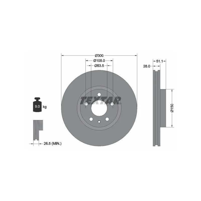 Jeu de 2 disques de frein avant TEXTAR 92268603