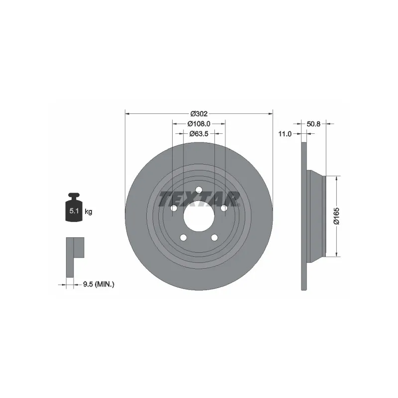 Jeu de 2 disques de frein arrière TEXTAR 92268703