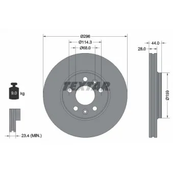 Jeu de 2 disques de frein avant TEXTAR 92268803