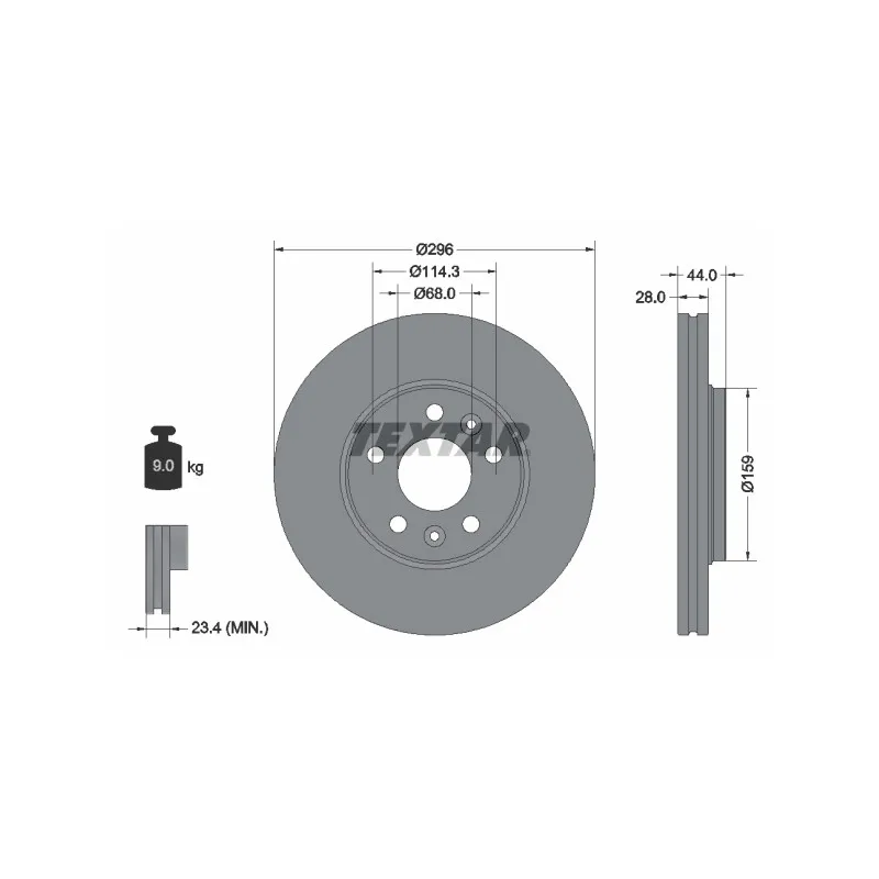 Jeu de 2 disques de frein avant TEXTAR 92268803