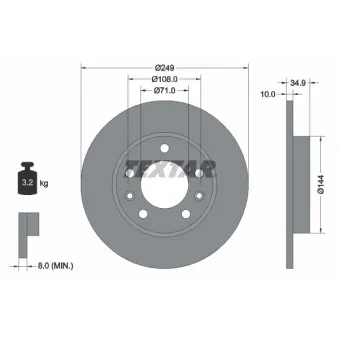 Jeu de 2 disques de frein arrière TEXTAR 92269103