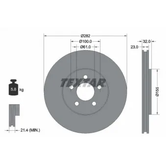 Jeu de 2 disques de frein avant TEXTAR 92269303