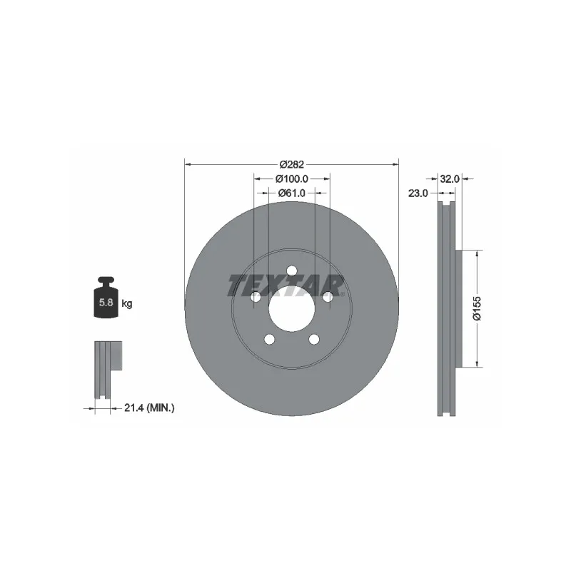 Jeu de 2 disques de frein avant TEXTAR 92269303