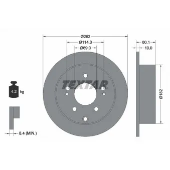 Jeu de 2 disques de frein arrière TEXTAR 92269403