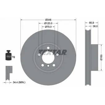Jeu de 2 disques de frein avant TEXTAR 92269505