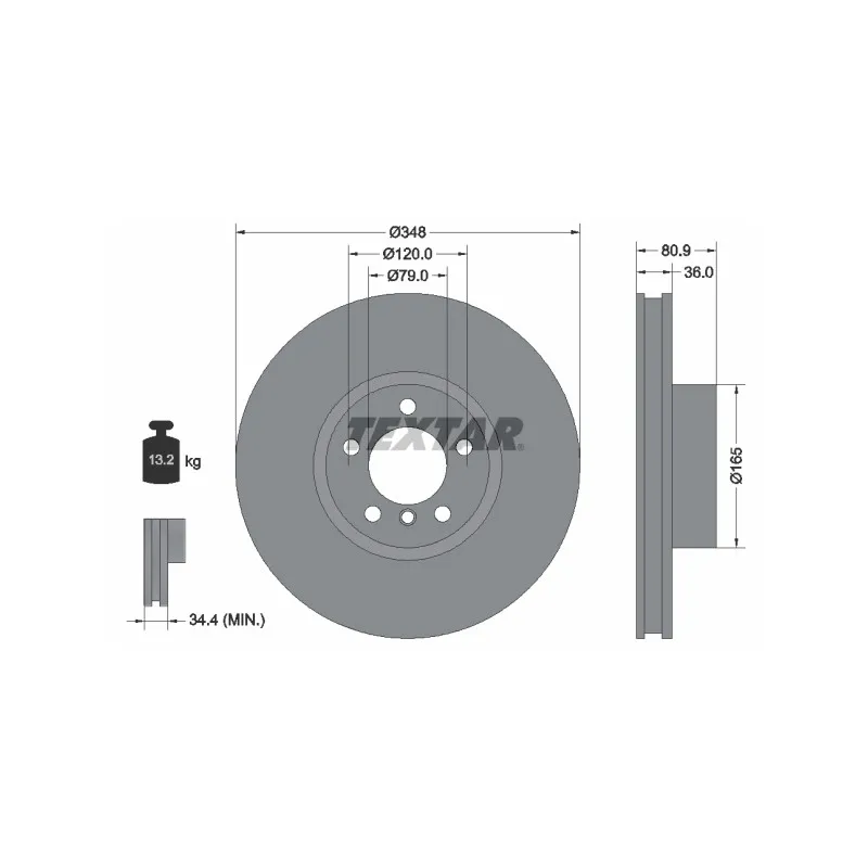Jeu de 2 disques de frein avant TEXTAR 92269505