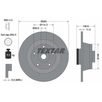 Jeu de 2 disques de frein arrière TEXTAR 92269603
