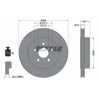 Jeu de 2 disques de frein arrière TEXTAR 92269803