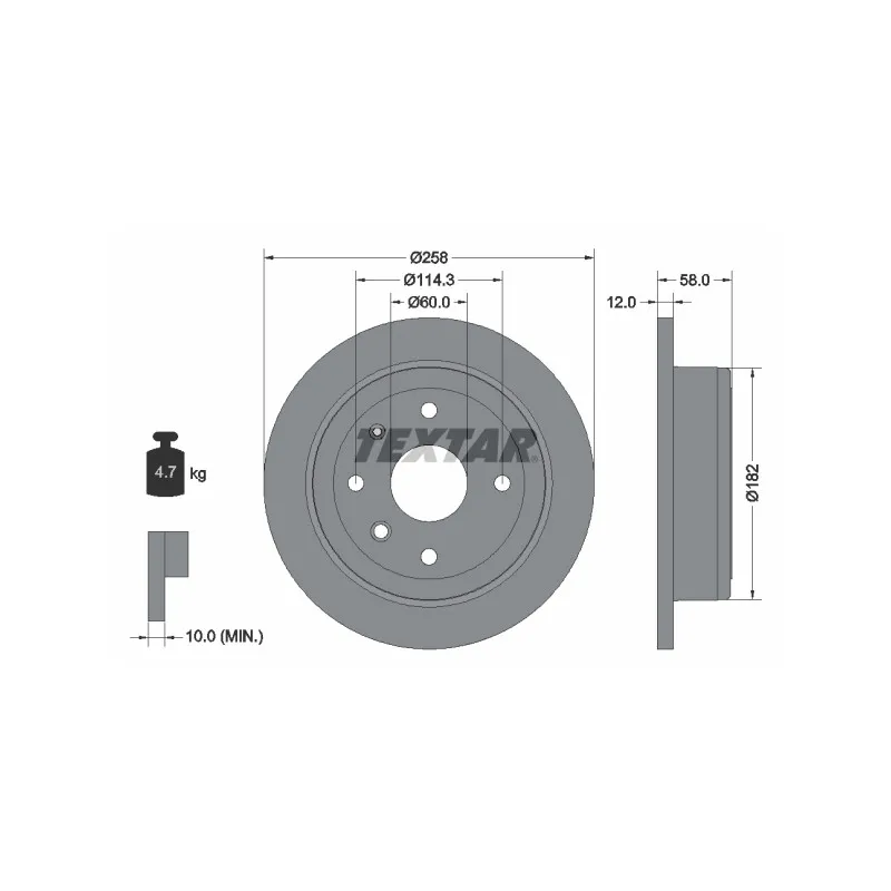 Jeu de 2 disques de frein arrière TEXTAR 92269903