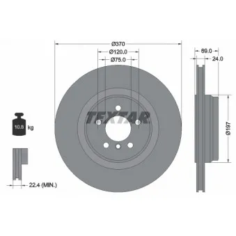 Jeu de 2 disques de frein arrière TEXTAR 92270003