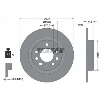 Jeu de 2 disques de frein arrière TEXTAR 92270503