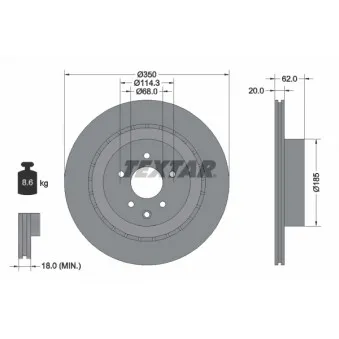 Jeu de 2 disques de frein arrière TEXTAR 92270703