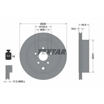Jeu de 2 disques de frein arrière TEXTAR 92270903