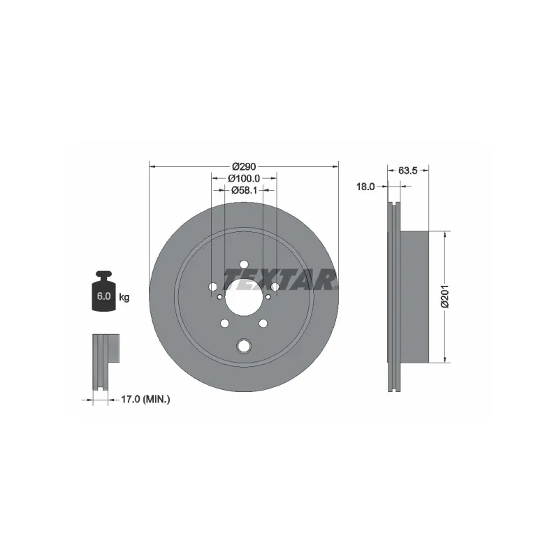 Jeu de 2 disques de frein arrière TEXTAR 92270903