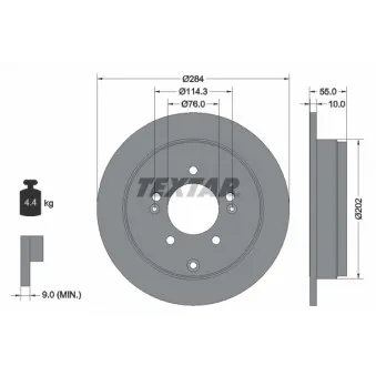 Jeu de 2 disques de frein arrière TEXTAR 92271003