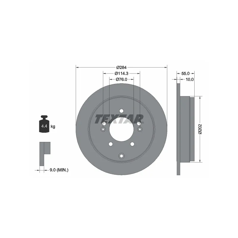 Jeu de 2 disques de frein arrière TEXTAR 92271003