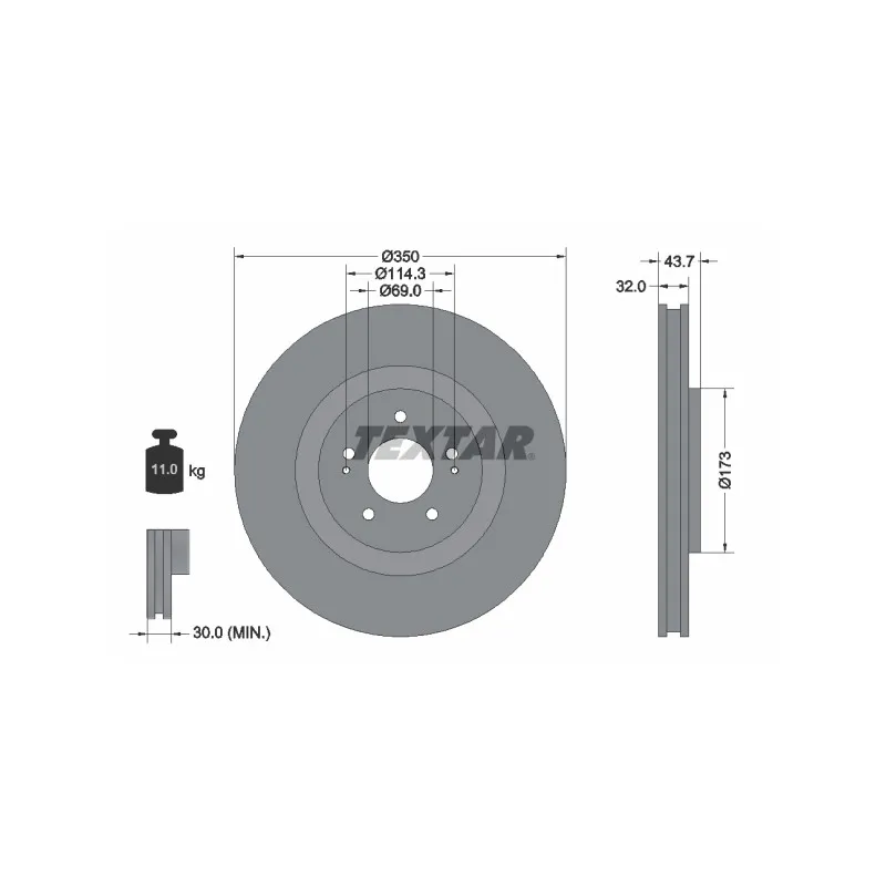 Jeu de 2 disques de frein avant TEXTAR 92271203
