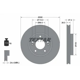 Jeu de 2 disques de frein avant TEXTAR 92271403