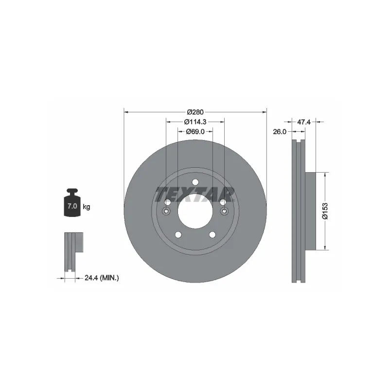 Jeu de 2 disques de frein avant TEXTAR 92271403