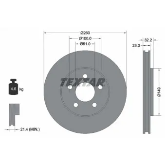 Jeu de 2 disques de frein avant TEXTAR 92271603
