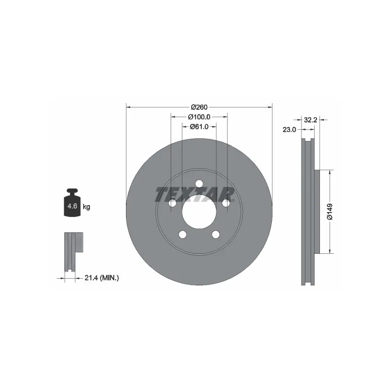 Jeu de 2 disques de frein avant TEXTAR 92271603