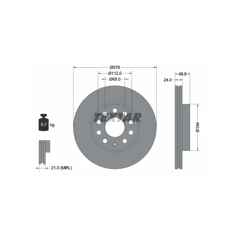Jeu de 2 disques de frein avant TEXTAR 92271903