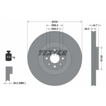 Jeu de 2 disques de frein avant TEXTAR 92272403