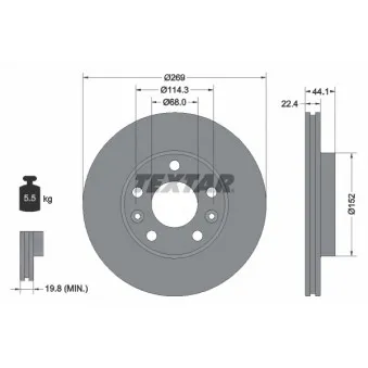 Jeu de 2 disques de frein avant TEXTAR 92272603