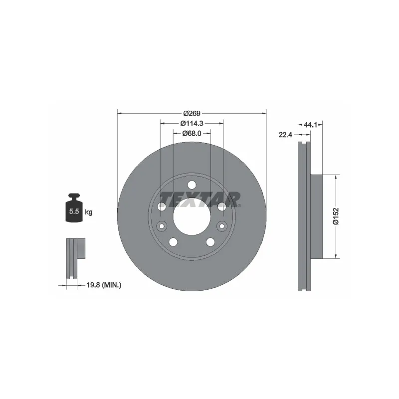 Jeu de 2 disques de frein avant TEXTAR 92272603